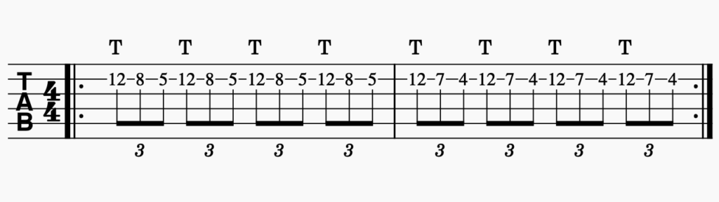 ギターのタッピング奏法 TAB譜 2