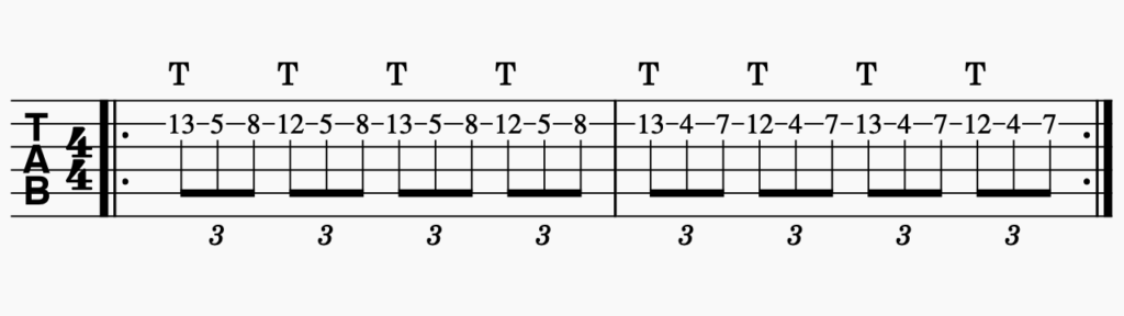 ギターのタッピング奏法 TAB譜 4